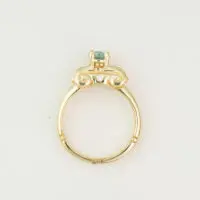 Fancy Blue Zircon with Yellow Gold Scroll Ring in 14k Yellow Gold - Image 2