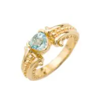 Blue Zircon Artisan Designed Gold Beaded Ring