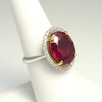 9.65 ct Oval Tourmaline Gemstone and Diamond Halo Ring, 14k - Image 2