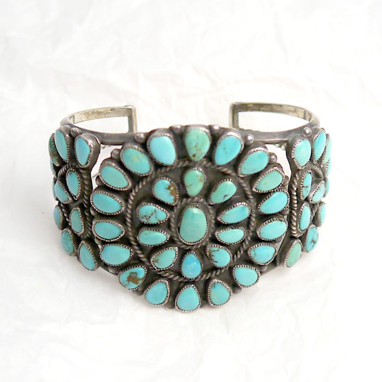 Vintage Navajo Turquoise Cluster Bracelet by 