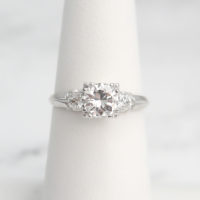 Vintage Platinum Diamond Engagement 3-Stone Ring 1.09 ctw
