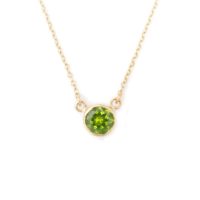 14k Genuine Arizona Peridot Gemstone Bezel Necklace