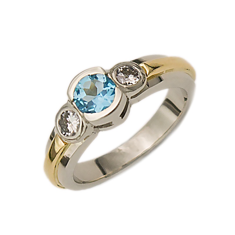 2 Stone Filigree North South Blue Topaz Antique Statement Ring Silver —  Antique Jewelry Mall
