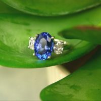 Oval Tanzanite & Diamond Ring in 14K White Gold