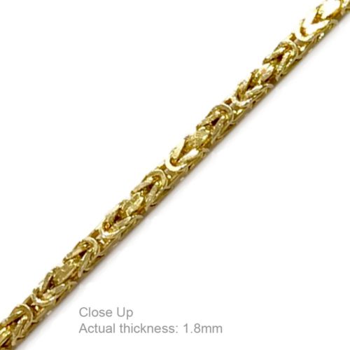 18" 1.8mm byzantine chain in 14k yellow gold