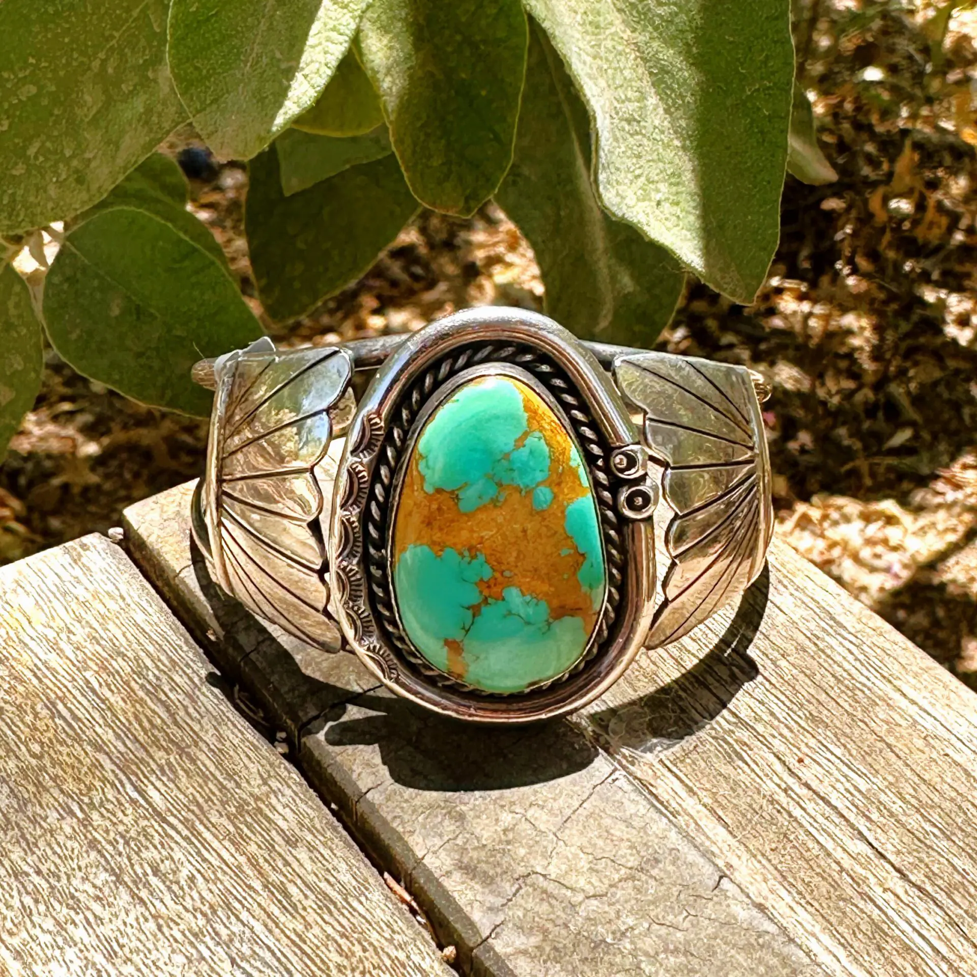 Vintage Sterling Silver Turquoise Cuff Bracelet popular