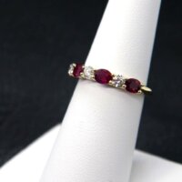 Oval Ruby & Round Diamond Band in 14k Yellow Gold - Image 2