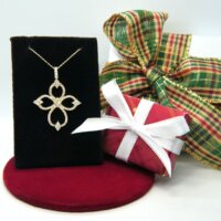 14k Yellow Gold Diamond Pendent w/ Chain - Image 2