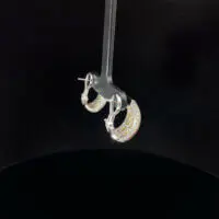 14k White Gold Yellow & White Diamond Pave Hoop Earrings - Image 3