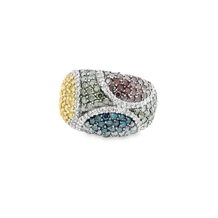 14k Yellow Gold Multi-Colored Diamond Ring
