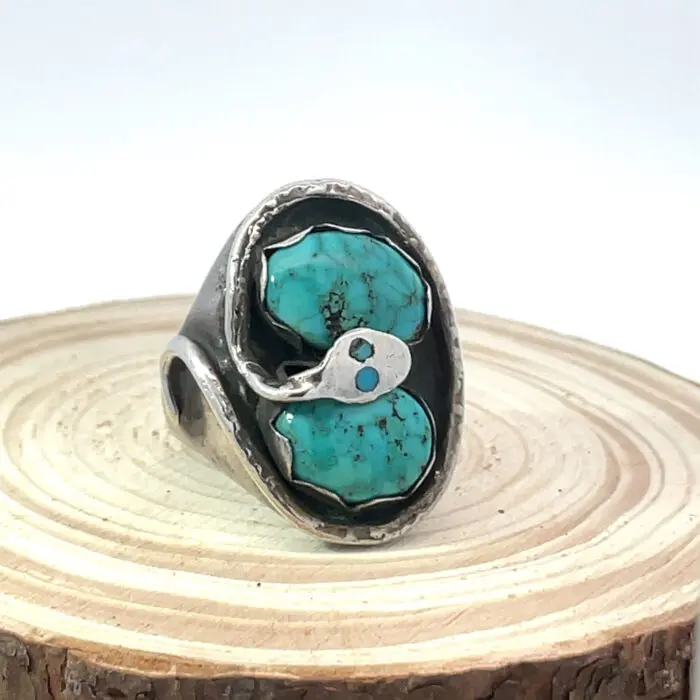 Native Turquoise Sterling Silver Snake Ring