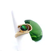 18k Yellow Gold Check-board Cut Ammonite Ring - Image 3