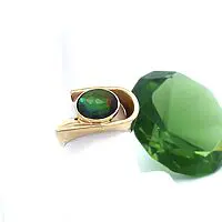 18k Yellow Gold Check-board Cut Ammonite Ring