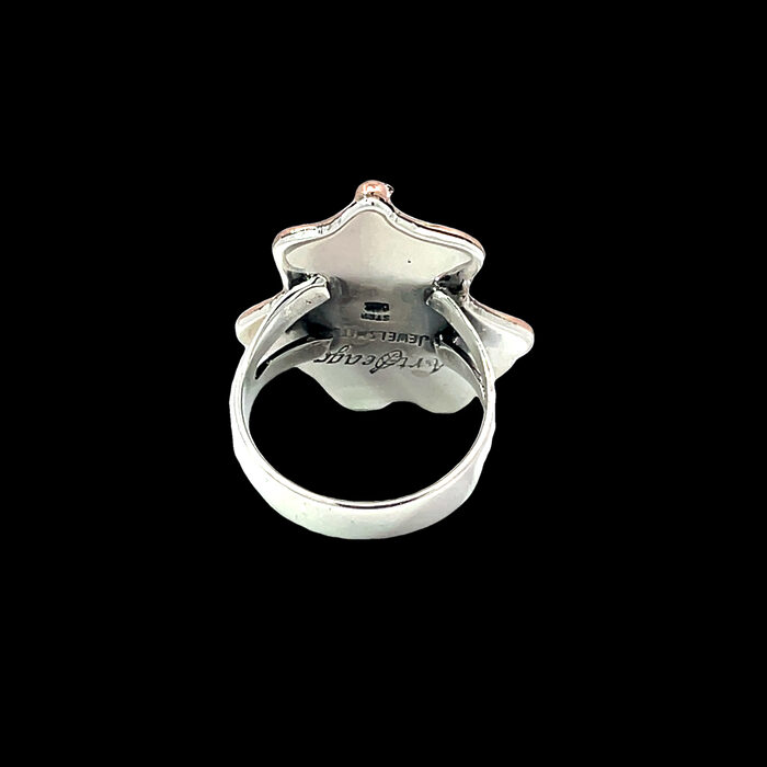 Custom Ammonite Shell Ring in 14k Rose Gold & Sterling Silver - Image 5