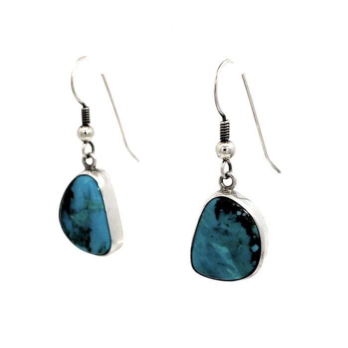 Handmade Kingman Turquoise Wire Earrings in Sterling Silver - Image 2