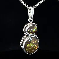 Handmade Fire Agate Pendent in 14k Rose Gold & Sterling Silver - Image 2