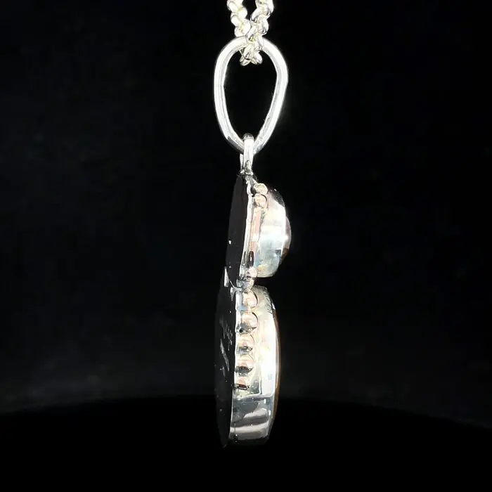 Handmade Fire Agate Pendent in 14k Rose Gold & Sterling Silver - Image 4