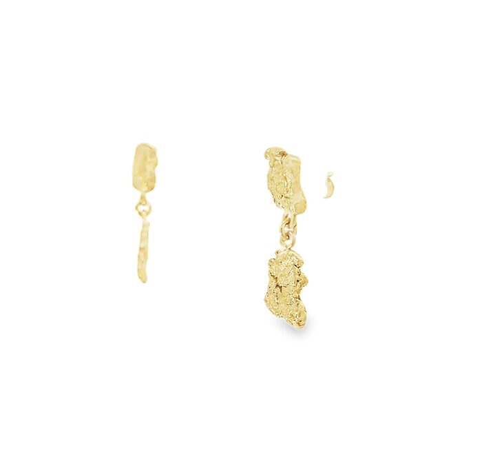 22k Yellow Gold Nugget Dangle Earring - Image 3