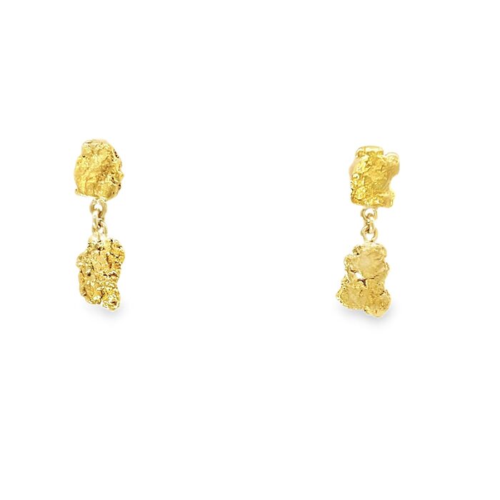 22k Yellow Gold Nugget Dangle Earring - Image 2