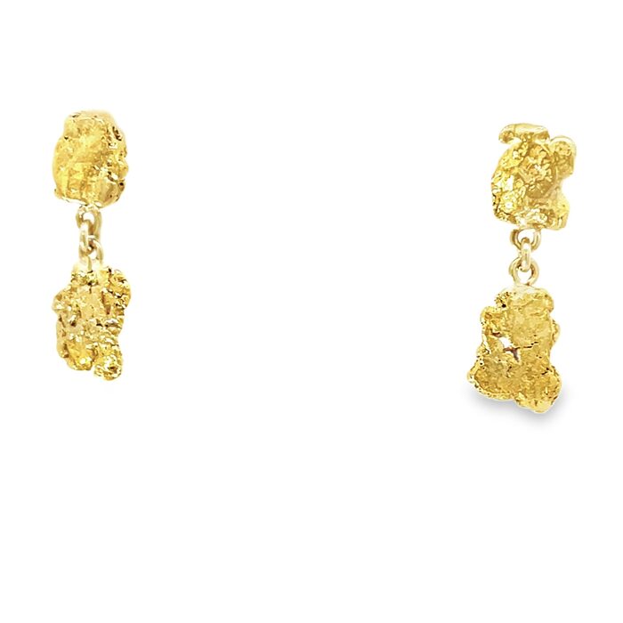 22k Yellow Gold Nugget Dangle Earring