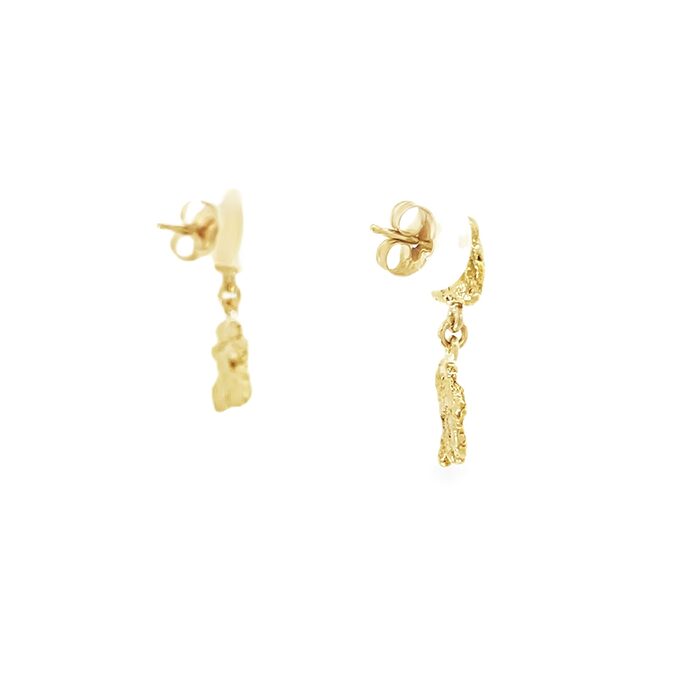 22k Yellow Gold Nugget Dangle Earring - Image 5