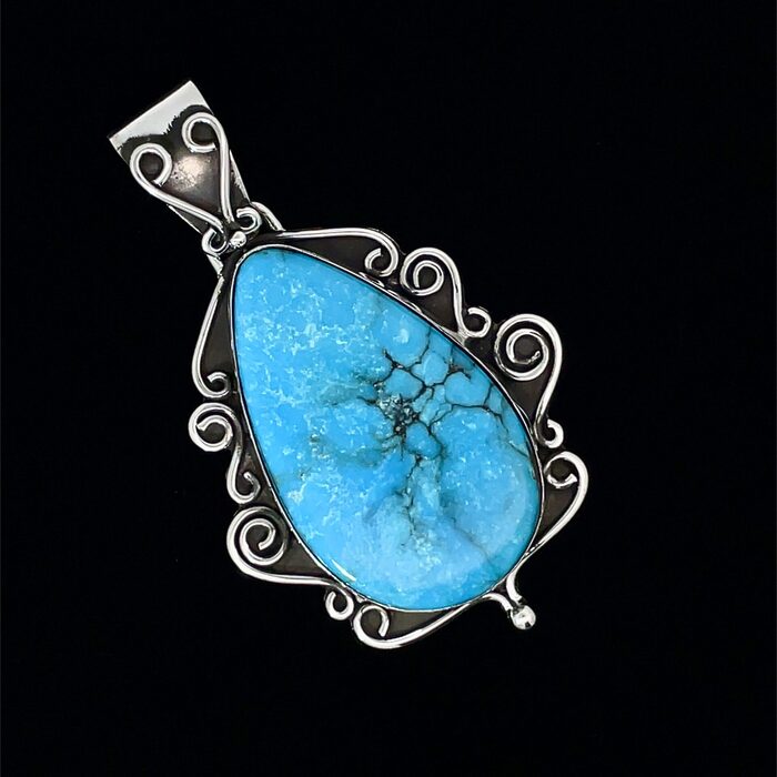 Custom Made Turquoise Pendent in Sterling Silver - Image 2