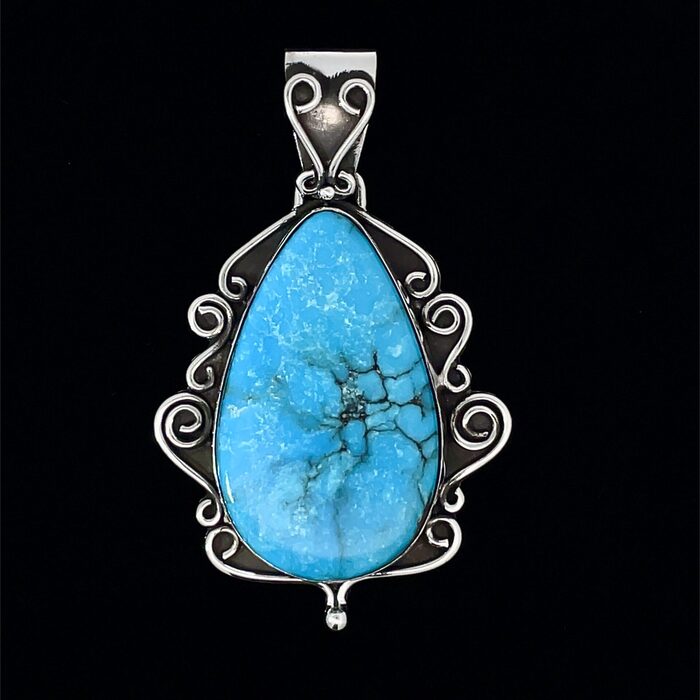 Custom Made Turquoise Pendent in Sterling Silver - Image 4