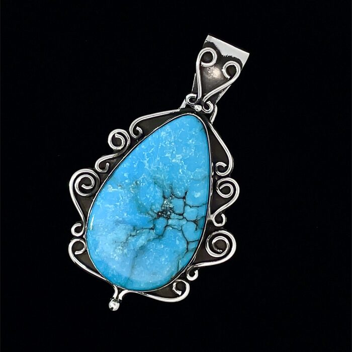 Custom Made Turquoise Pendent in Sterling Silver - Image 3