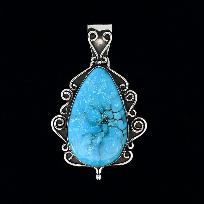 Custom Made Turquoise Pendent in Sterling Silver