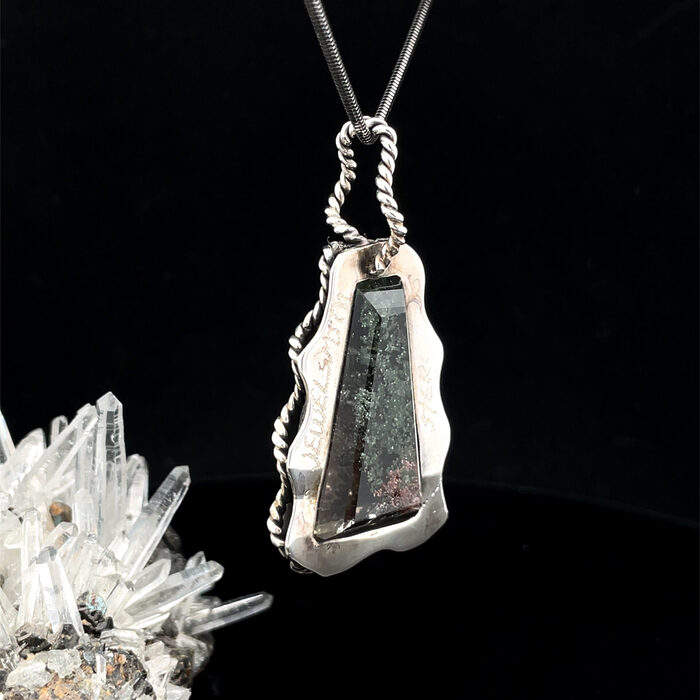 Custom Handmade Green Moss Agate Pendant in Sterling Silver - Image 5