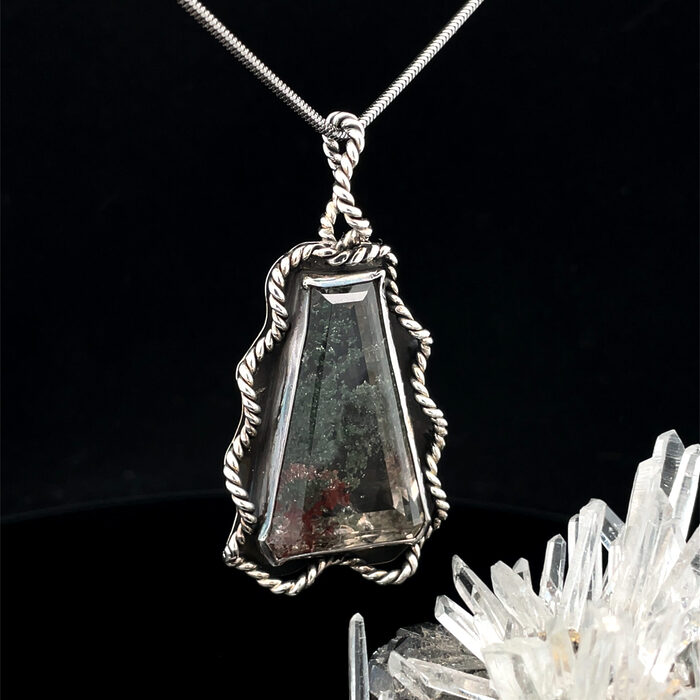 Custom Handmade Green Moss Agate Pendant in Sterling Silver - Image 4