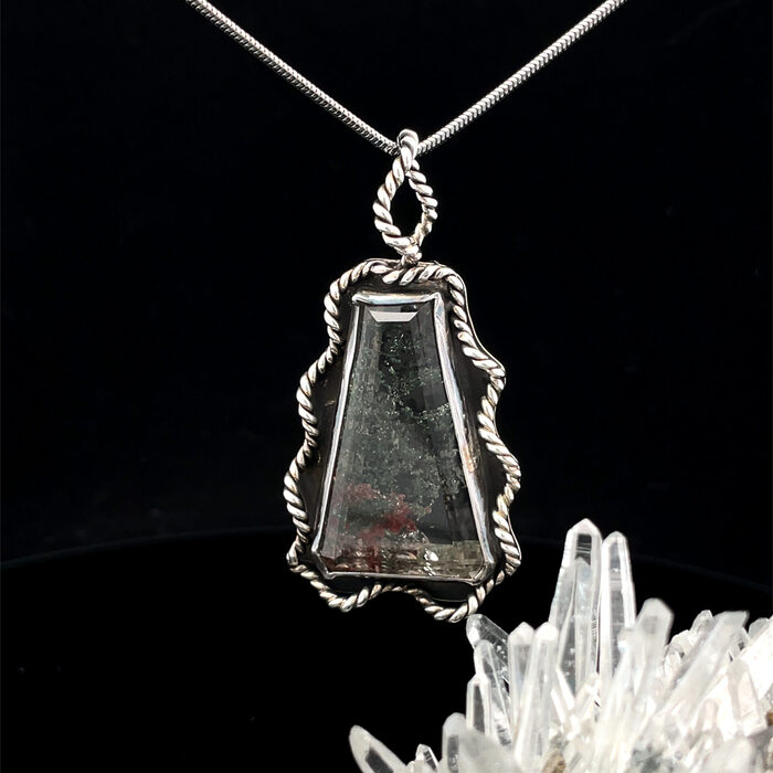 Custom Handmade Green Moss Agate Pendant in Sterling Silver - Image 7