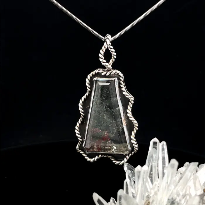 Custom Handmade Green Moss Agate Pendant in Sterling Silver - Image 7