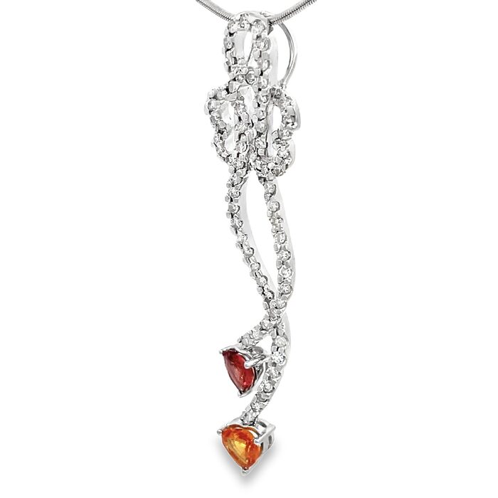 14k White Gold Diamond & Heart-shaped Sapphire Pendant - Image 3