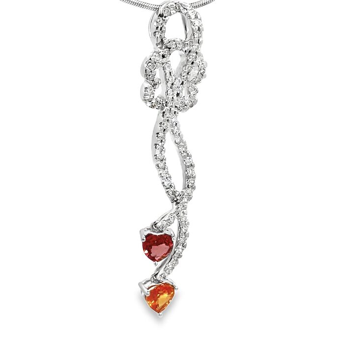 14k White Gold Diamond & Heart-shaped Sapphire Pendant - Image 4