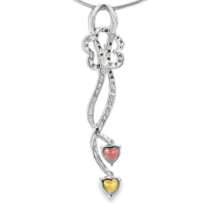 14k White Gold Diamond & Heart-shaped Sapphire Pendant - Image 6