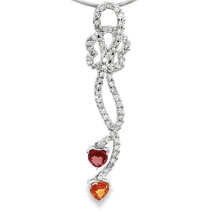 14k White Gold Diamond & Heart-shaped Sapphire Pendant - Image 2