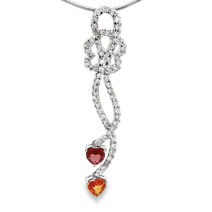 14k White Gold Diamond & Heart-shaped Sapphire Pendant