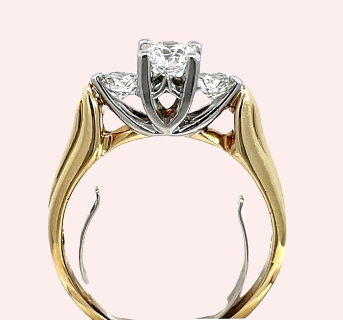 3 Stone 1.01ct Diamond Ring in 18k Yellow Gold & Platinum - Image 4