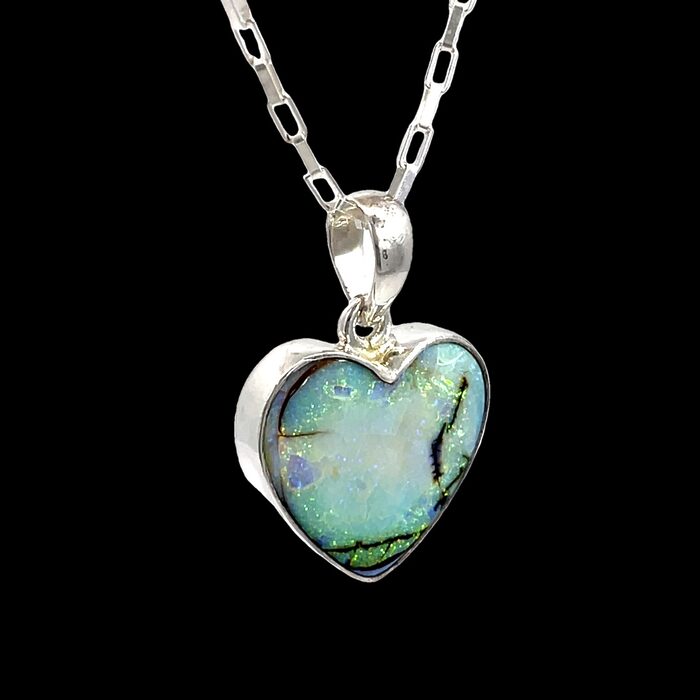 Heart-shaped Opal Pendant in Sterling Silver - Image 4