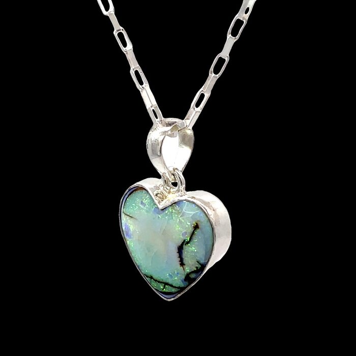 Heart-shaped Opal Pendant in Sterling Silver - Image 3