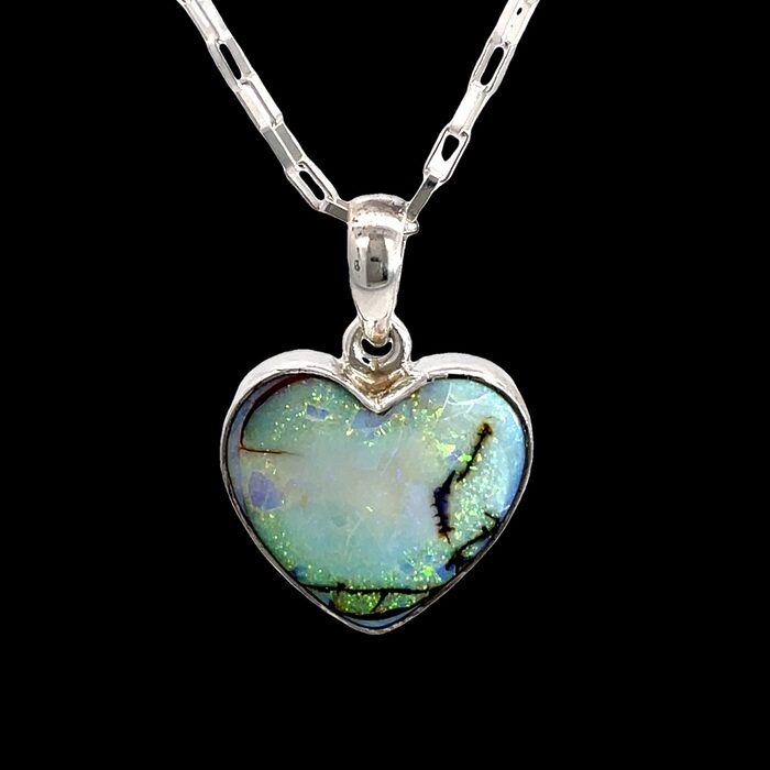 Heart-shaped Opal Pendant in Sterling Silver - Image 2